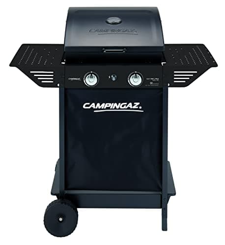 Image of Campingaz Gas BBQ Xpert 100 LS Plus Rocky with Side Burner| Lava Stone Barbecue Gas Grill with powerful 2 Alloy Steel Burners | Lid with Thermometer | 7.1 kW Power