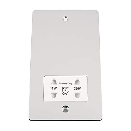 Image of Shaver Socket Dual Voltage 115V/ 230V - Polished Chrome Flat - White Insert