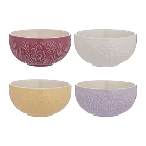 Image of Mason Cash in The Meadow Preparation Bowls 10cm | Set of 4 Stoneware Pinch Pots & Dip Dishes in Pastel Floral Colours – Ideal for Ingredients, Snacks & Desserts | Dishwasher & Microwave & Freezer Safe