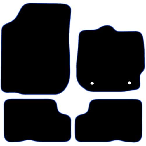 Image of Carsio Carpet Car Mats For Dacia Duster 2010 to 2018 4 Piece Set with 2 Clips Tailored Fit Floor Mat Complete Accessory Black Custom Fitted - All Weather, Anti-Slip Backing & Blue Trim
