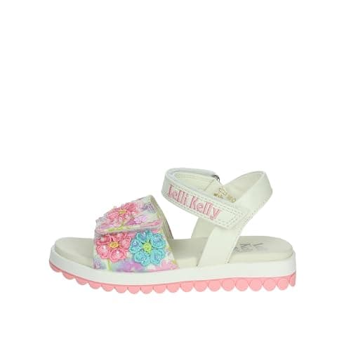 Image of Lelli Kelly Girls Eloise Embroidered Floral White/Pink Sandals UK12- EU 31