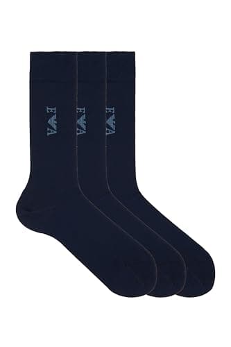 Image of Emporio Armani MAN'S TONAL LOGO 3-PACK SOCKS SHORT BLUE TU