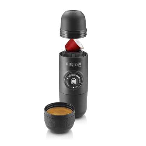 Image of WACACO Minipresso NS, Portable Espresso Machine, Compatible with *Nespresso®* CAPSULES and compatibles, Small Travel Coffee Maker, Manually Operated Coffee Machine for Camping
