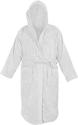 Image of A ATH COLLECTION Men's & Ladies Bathrobe Shawl 100% Egyptian Cotton Terry Towelling Hooded Luxury Robe Collar Dressing Gown Unisex (as8, alpha, xx_l, 3x_l, regular, regular, WHITE, XXL/XXXL)