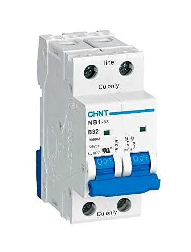 Image of Chint NB1-63C2P10 Miniature Circuit Breaker, 10 A, 2 Pole, C Curve, 6 kA