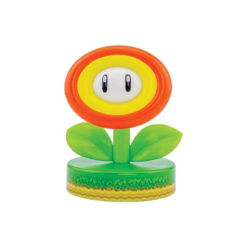Image of Paladone Super Mario Icons Fire Flower Light – 10cm LED Character Light, Battery Powered, Official Nintendo Merchandise