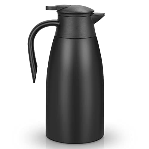 Image of 2 Litre 304 Stainless Steel Thermal Carafe, Double Wall Insulated Vacuum Jug, Coffee Pot with Press Button Top, 6 Hrs Heat & Cold Retention, for Coffee, Milk, Tea, Beverage etc (Black)