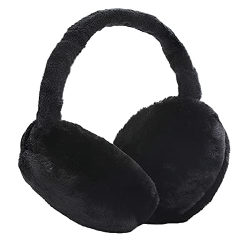 Image of IHCEMIH Ear Muffs, Women Earmuffs Winter Accessories Fluffy Plush Foldable Adults Outdoor Thermal Ear Warmer Skiing Running Ears Covers Protector from Wind Cold Gift for Girls Ladies Black.