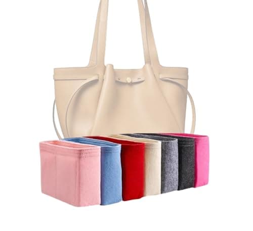 Image of Xoppia Bag Organizer compatible with Tory Burch Romy Tote. Felt Insert Liner for Women Handbag. (Beige, Style A)