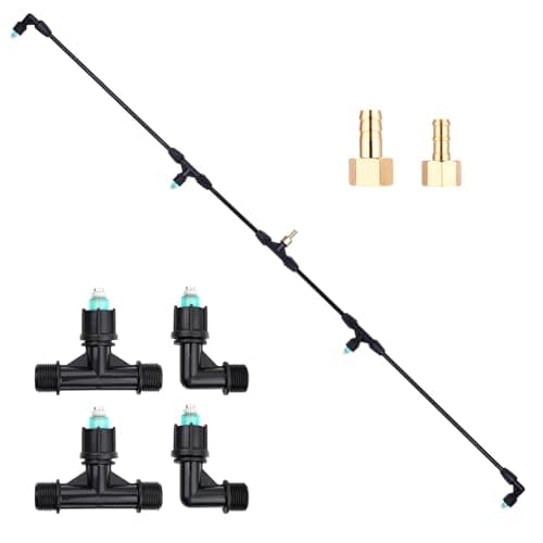 Image of 4-Nozzle Sprayer Boom Wand with 3/8" & 1/2'' Brass Fittings, Durable Metal Nozzles, Wide-Coverage Agricultural & Lawn Spray Attachment for Tractors/UTVs