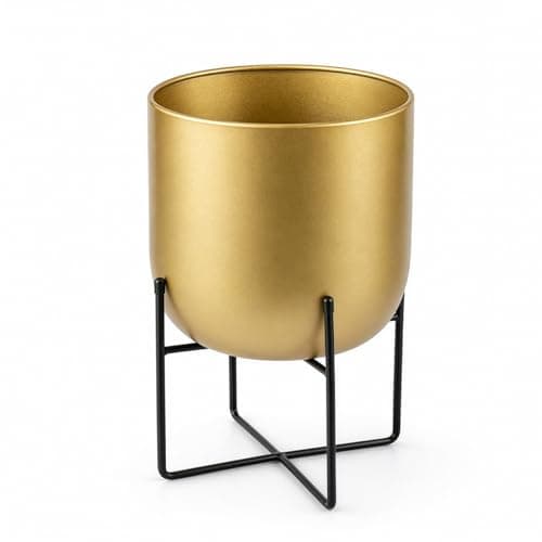 Image of SUNNYNEST Flower Stand, Large Multifunctional Metal Flower Pots with Stands, Indoor/Outdoor Use, Gold Flower Pots with Black Stands, Ideal for Planting Flowers, Herbs, etc. | Garden Container