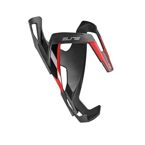 Image of Elite Vico Carbon Bottle Cage Mat Red Graphic – Ultra Lightweight Carbon Fibre Bike Bottle Holder – WorldTour Pro Choice – For Road Bike, MTB & Gravel Cycling