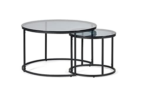 Image of Julian Bowen Chicago Round Nesting Coffee Tables, Smoked Glass/Black, One Size