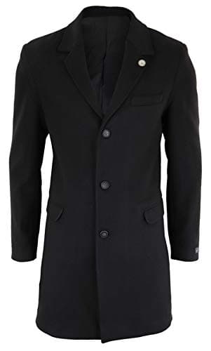 Image of TruClothing Mens 3/4 Long Overcoat Jacket Wool Feel Coat Blinders Slim Fit