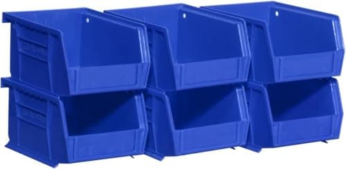 Image of Akro-Mils 30210 AkroBins Plastic Hanging Stackable Storage Organizer Bin, 5x4x3-Inch, Blue, 6-Pack