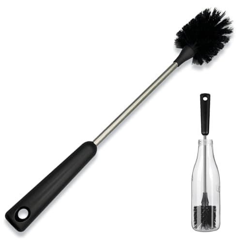 Image of BIDEX Bottle Brush,15 Inches Long Handle Bottle Brush Cleaner,Kitchen Scrub Cleaning Brushes for Cup, Wine Glasses, Coffee Mugs, Tumblers, Wine Decanters (Black)