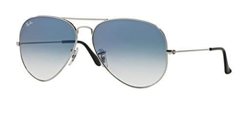 Image of RAY-BAN RB 3025 AVIATOR SUNGLASSES (55 mm, 003/3F SILVER CRYSTAL WHITE/GRADIENT BLUE)