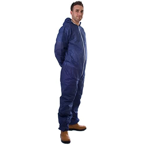 Image of Expert Workwear Disposable Coveralls Boilersuit White Blue Red Painters Protective Overalls Suit (L, Blue, 2)