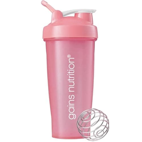 Image of Gains Nutrition GN Protein Shaker | 600ml Protein Shaker Bottle | Protein-Shake Bottle Gym-Shaker | Sports Supplements-Shaker | Screw Top & Leak Proof (Pink)