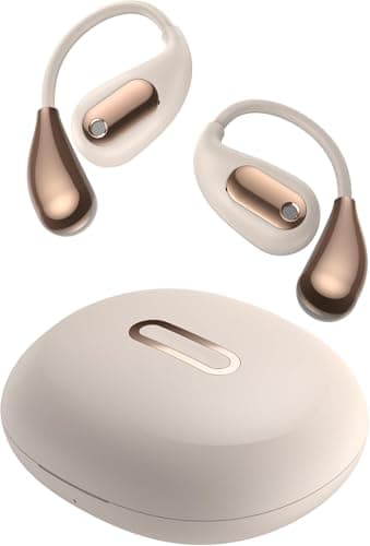 Image of oraolo Open Ear Headphones, Wireless Earbuds with Bluetooth 5.4, Open Ear Earbuds for Running, Sport Earphones with Ear Hooks, 30H Playtime IPX5 Waterproof Headphones for Gym, Fitness (Golden)