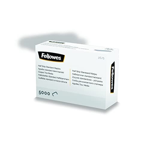 Image of Fellowes Staples 26/6mm for Half Strip Staplers – Box of 5000, 1 Pack – Silver