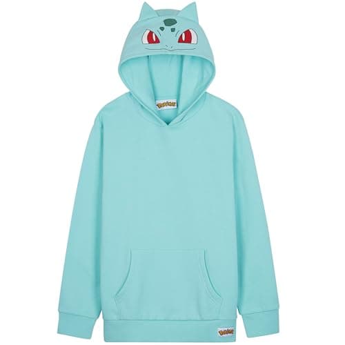 Image of Pokemon Hoodie for Boys Teens, Hooded Sweatshirt, Pikachu Eevee Pullover Casual Sports, Long Sleeve Jumper, Anime Gifts for Boys (4-5 Years, Turquoise Bulbasaur)
