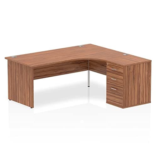 Image of I000603 - Dynamic Impulse 1800 Right Hand Panel End Workstation 600 Pedestal Bundle Walnut