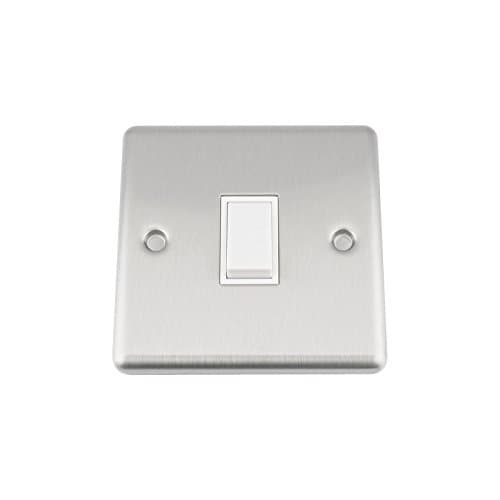 Image of A5 Intermediate Switch 1 Gang - Satin Matt Chrome - Classic - White Insert Plastic Switch - 10 Amp Single 1 Gang