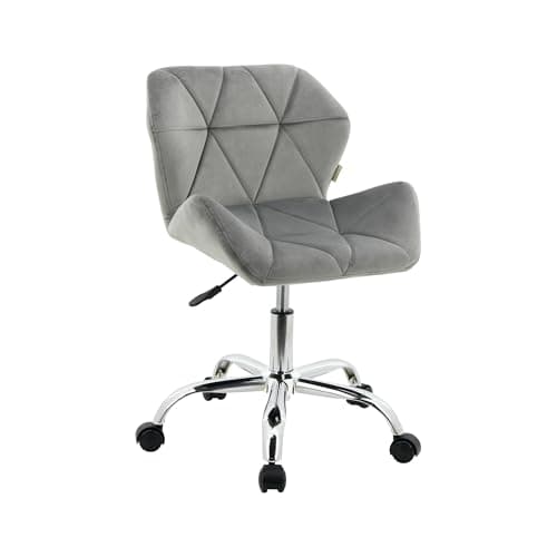 Image of HNNHOME Modern Eris Padded Swivel Fabric Home Office Desk Computer Chair, Height Adjustable (Grey, Velvet)