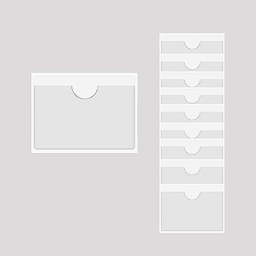 Image of Baikeen Self Adhesive Clear Pockets,Clear Self Adhesive Card Label Pocket Holders Photo Pockets Sleeves for Index Cards,Planners,Cabinets,Shelves 10Pieces(220x150mm)