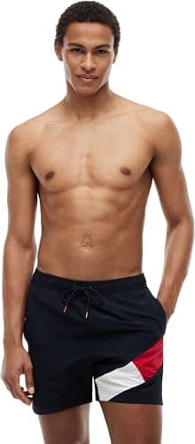 Image of Tommy Hilfiger Men’s SF Medium Drawstring Mid Length Swim Shorts, Blue (Desert Sky), M