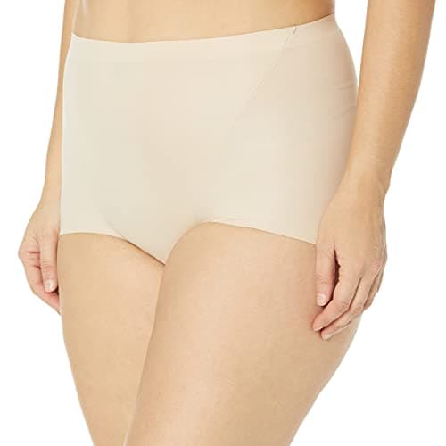 Image of Maidenform Women's Light Control Shaping Brief with Cool Comfort Fabric 2-Pack Dms087, Nude 1 Transparent/Black, Large