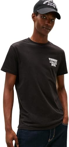 Image of Tommy Jeans Men's TJM Slim Entry Bills Ss Tee Dm0Dm22321 S/S T-Shirt, Black (Black), L