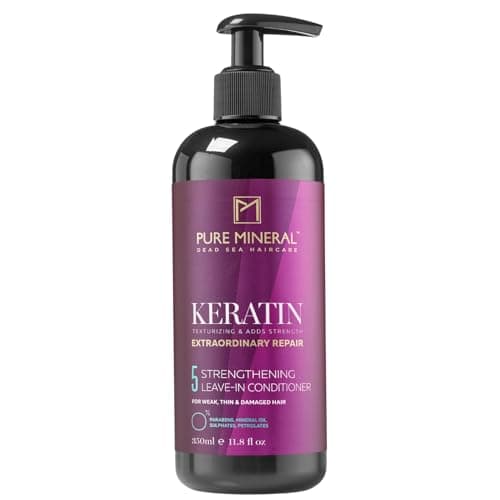 Image of Pure Mineral Keratin Leave-In Conditioner – Hydrating Detangling Hair Treatment – Smooth & Shine Anti-Frizz Care for Dry Damaged Hair – Lightweight Daily Hair Care – 350ml