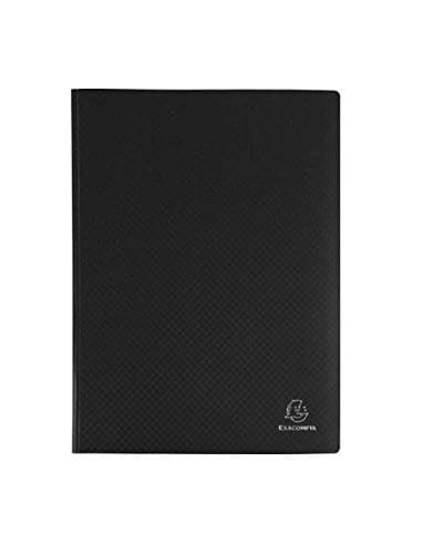 Image of Exacompta - Ref 88111E - Semi-Rigid PP Display Book - Suitable for A4 Documents, Wipeable Cover, 500 Micron Polypropylene, 100 Pockets, 200 Viewing Pages - Black Cover