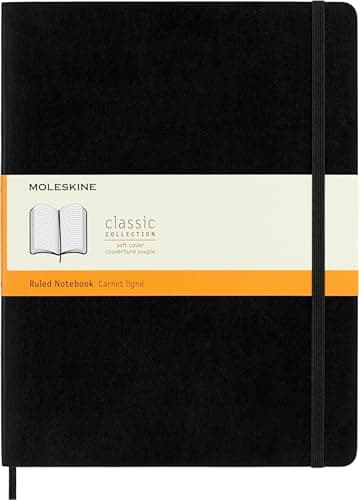 Image of Moleskine Classic Notebook, Notebook With Ruled Pages, Soft Cover and Elastic Closure, Black, XL, 19 x 25 cm, 192 Pages