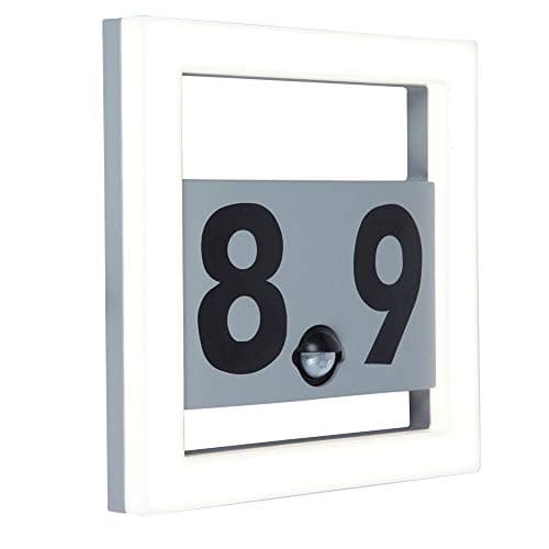 Image of Eco-Light Alice 5194302118 LED Outdoor Wall Light with House Number Set Protection Class IP44 with 800 lm in Anthracite A+ Modern and Discreet Wall Lamp with House Number and Motion Sensor Silver
