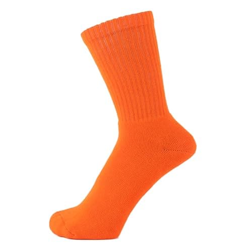 Image of ZAKIRA Combed Cotton Terry Cushioned Athletic Crew Socks – Soft Breathable Sports Socks for Men & Women, 6-10 (UK), Orange