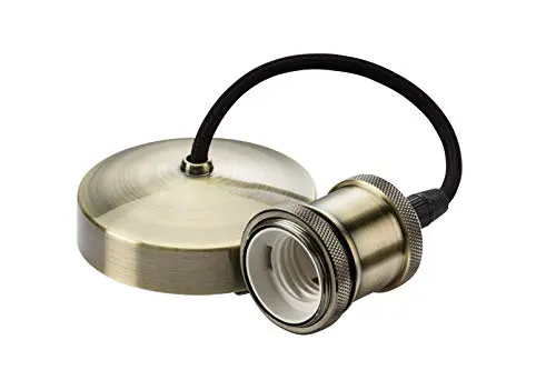 Image of Knightsbridge 6 Inch E27 Vintage Pendant Set in Antique Brass, 150mm