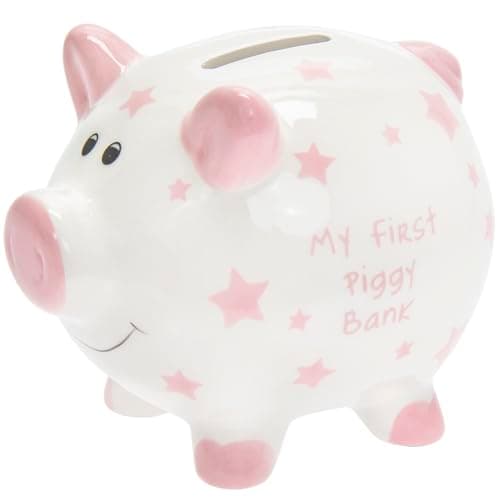 Image of Lesser & Pavey My First Piggy Bank Pink For Savings | Lovely Money Box For Money Saving Challenge | Money Tin or Money Saving Box For Adults | Ideal Money Safe & Piggy Bank For Kids