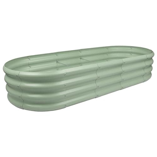 Image of Harbour Housewares Raised Garden Bed - Green - 180 x 90cm - Rounded - Bottomless Metal Raised Bed Galvanised Steel Planter Box for Growing Outdoor Plants, Vegetables, Flowers and Herbs