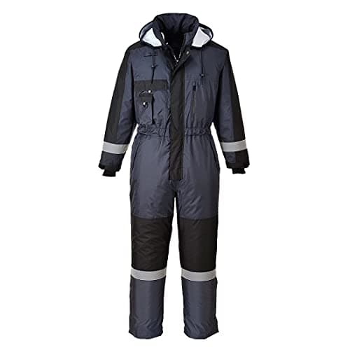 Image of Portwest S585 Mens Hi Vis Waterproof Winter Overalls Quilt Lined Thermal Boiler Suit 300D Oxford Taped Seams Reflective Double Knee for Construction Highways Rail Outdoor, Navy, XXL