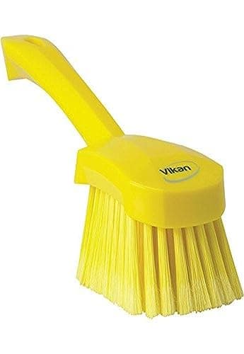 Image of Vikan 41946 Soft/Split Bristles, Washing / Sweeping, Hand Brush, Short Handle, 270mm (Yellow)