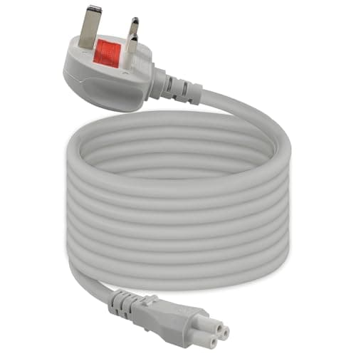 Image of 3 Metre C5 Laptop Power Cable, C5 Cloverleaf Mickey Mouse Power Supply Adapter Cord Mains Cable Lead UK Plug for Laptop Acer Dell HP Compaq Sony Toshiba Vaio Delta etc 3M Long