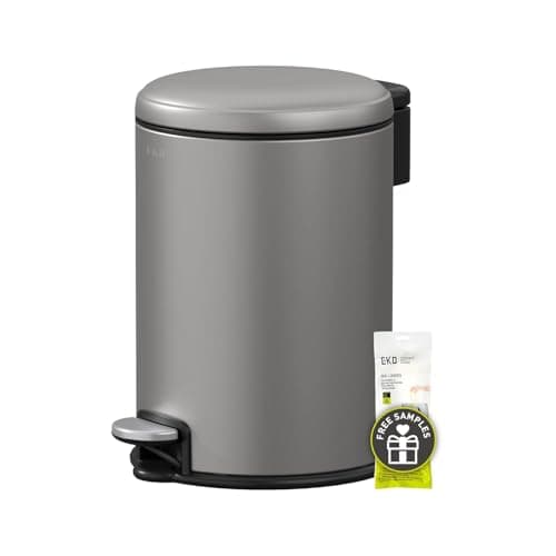 Image of EKO Serene Step Bin, 3L Round Small Trash Can with Removable Inner Liner for Bedroom & Bathroom, Pedal Bin for Rubbish and Waste, Titanium Grey