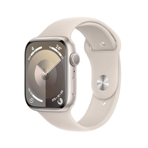 Image of Apple Watch Series 9 (GPS, 45MM) - Starlight Aluminum Case with Starlight Sport Band, M/L (Renewed)