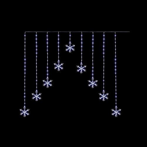 Image of Smart Garden Christmas LED Snowflake V Shaped Curtain Lights - White - Indoor & Outdoor Use - 1.2 x 1.2 Metre - Christmas Decoration, Festive Lights Décor