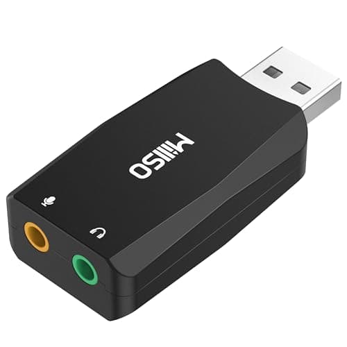 Image of MillSO USB External Sound Card with Internal Recording Function for Podcast, Recording, Vocals, USB Male to 2 × 3.5 mm Female Headset Adapter for PC, Laptop, Tablet, Headphones, Microphone - Black