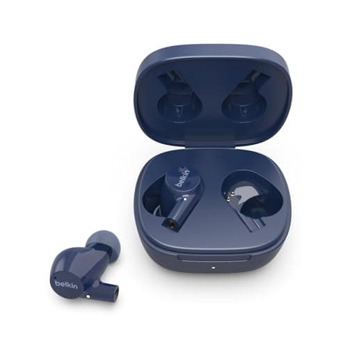 Image of Belkin Wireless Earbuds, SoundForm Rise True Wireless Bluetooth 5.2 Earphones with Wireless Charging, IPX5 Sweat and Water Resistant, With Deep Bass for iPhone, Galaxy, Pixel and More - Blue