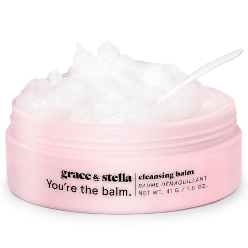 Image of grace & stella Cleansing Balm - Makeup Remover Balm - Moisturizing Oil Based Cleanser to Melt Makeup - Deep Cleansing Make Up Remover Balm, Vegan Fragrance Free Face Balm Cleanser (41 g/1.5 oz)